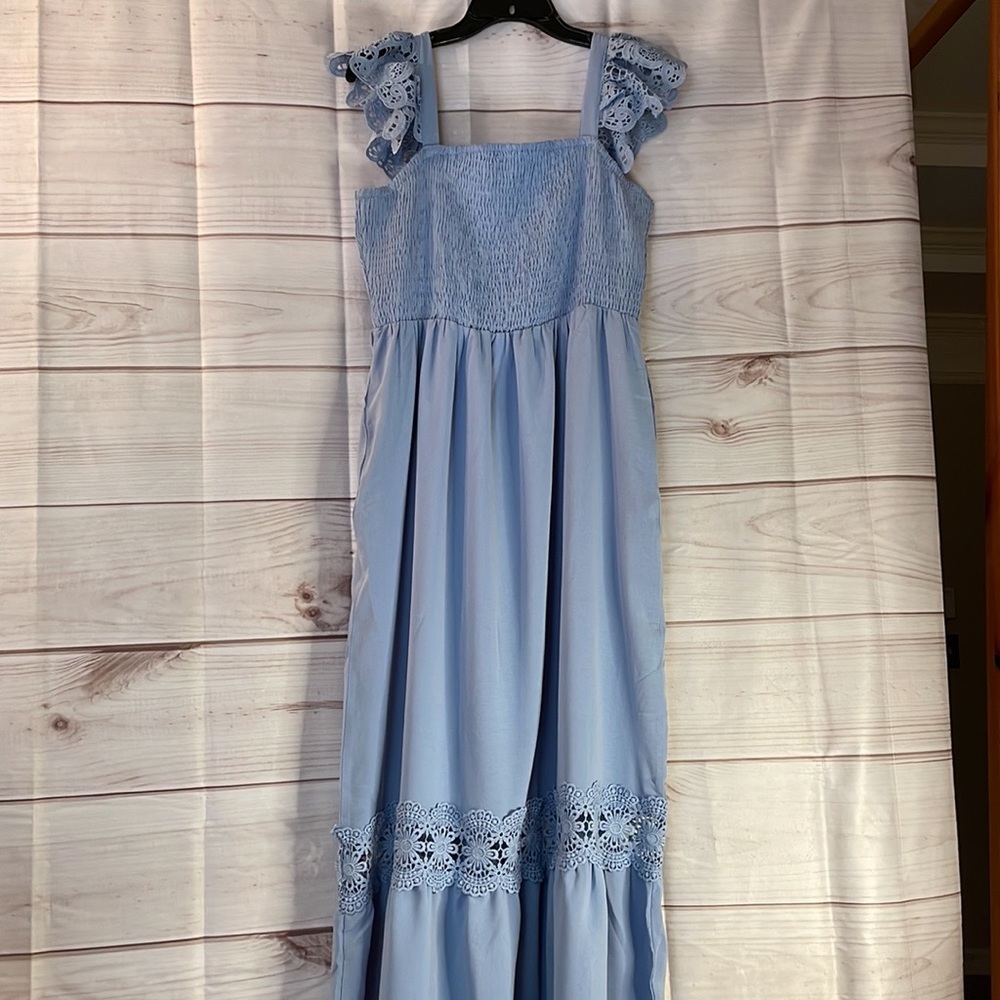 Smocked Eyelet Maxi Dress